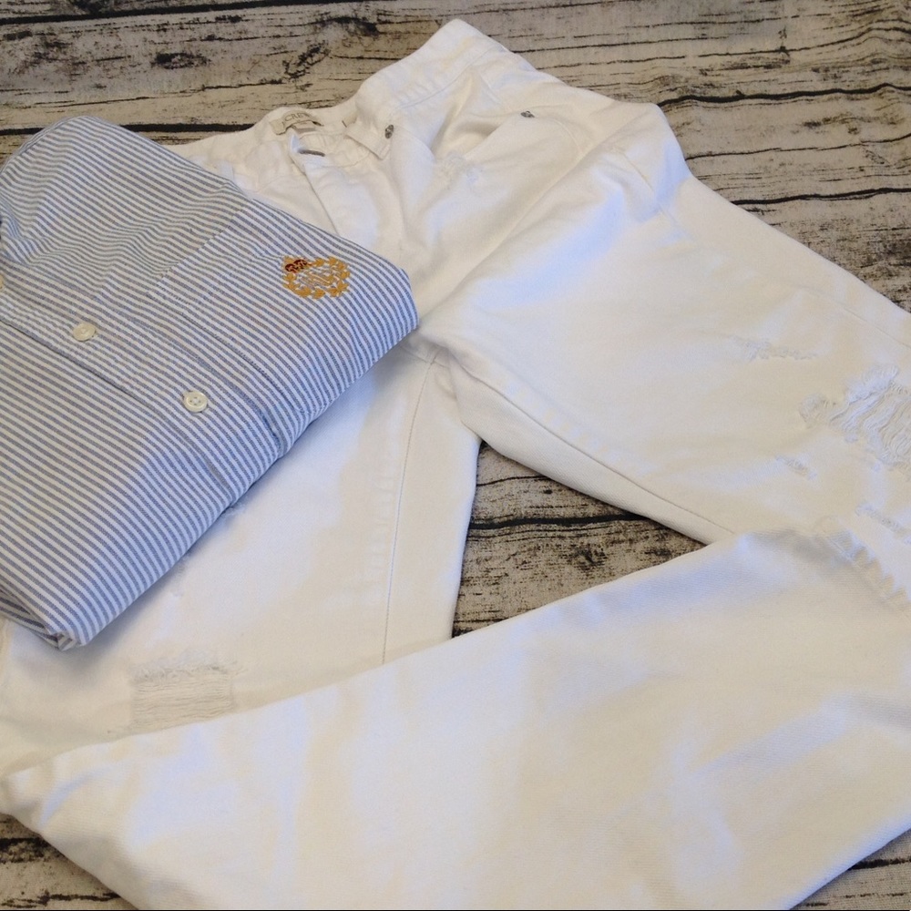 J. Crew Destroyed White Jeans